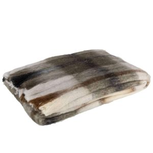 PLAID RHOMBUS ACRYLIC/WOOL BROWN/GREY/WHITE
