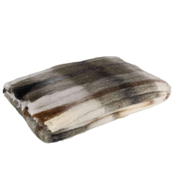 PLAID RHOMBUS ACRYLIC/WOOL BROWN/GREY/WHITE