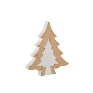 CHRISTMAS TREE PUZZLE MANGO WOOD WHITE/WHITE WASH LARGE