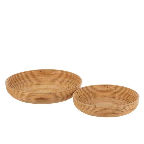 SET OF 2 DISHES RATTAN NATURAL