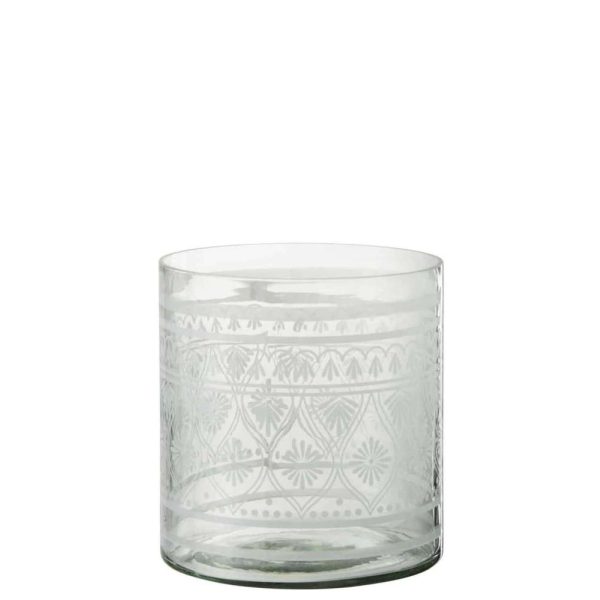 HURRICANE PATTERN GLASS TRANSPARENT/WHITE LARGE