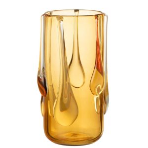 VASE DRIPPY GLASS AMBER LARGE