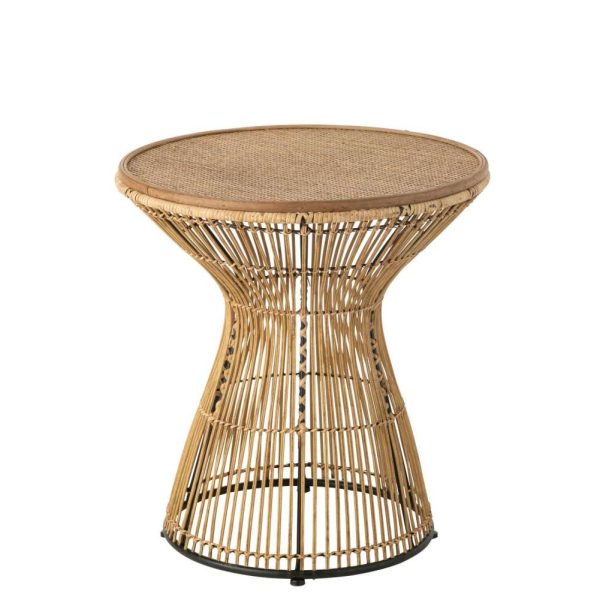 SIDETABLE ROUND GROOVES RATTAN NATURAL