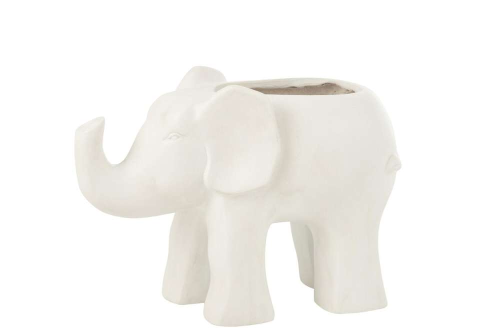 FLOWERPOT ELEPHANT CLAY WHITE