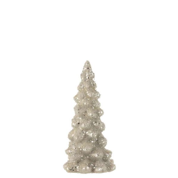 CHRISTMAS TREE DECO SUGAR GLASS SHINY LIGHT GREY/SILVER SMALL