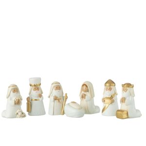 NATIVITY SCENE 7PARTS RESIN WHITE/GOLD