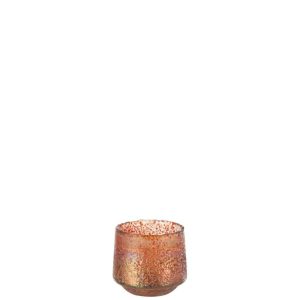 TEALIGHT HOLDER DOTS GLASS ORANGE MEDIUM