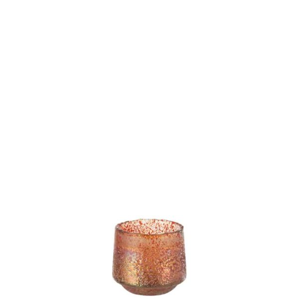 TEALIGHT HOLDER DOTS GLASS ORANGE MEDIUM