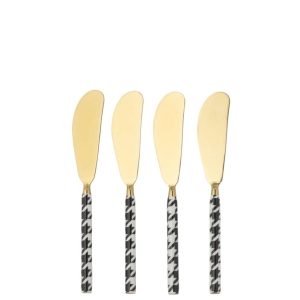 BOX OF 4 SPREADER PIED-DE-POULE STAINLESS STEEL GOLD COLORED