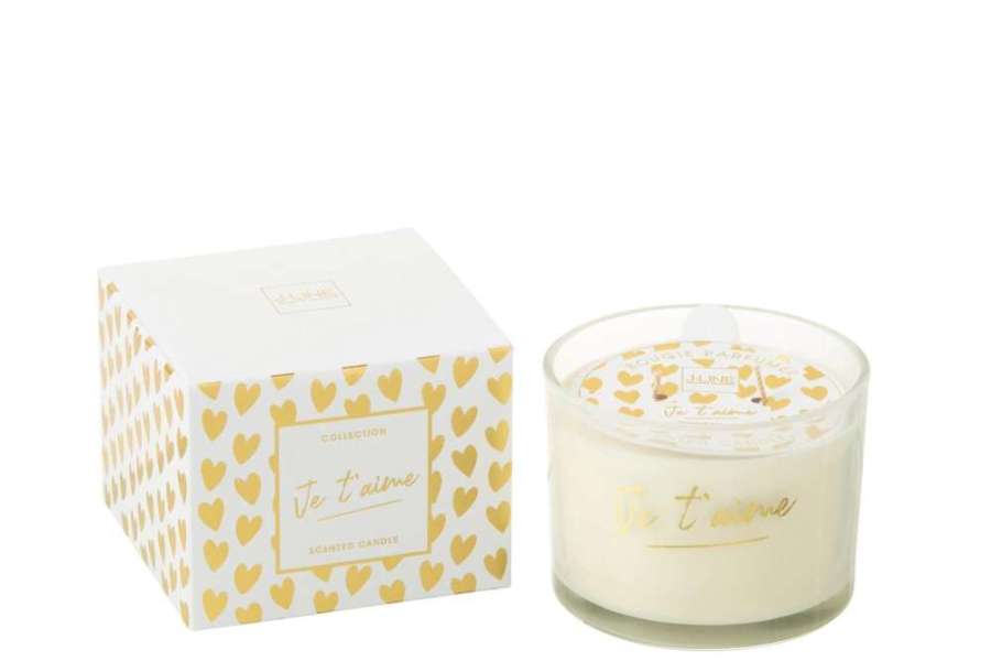 SCENTED CANDLE JE T'AIME WAX GOLD COLORED SMALL