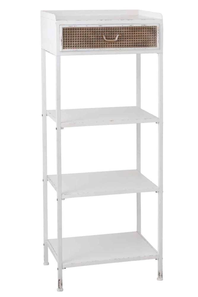 RACK 1 DRAWER+3 SHELVES METAL WHITE