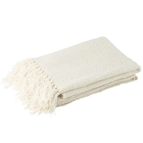 PLAID WOVEN+FRINGES VISCOSE WHITE