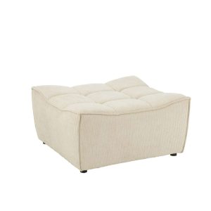 OTTOMAN GRID POPLAR WOOD/FOAM BEIGE
