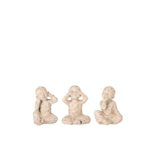 MONNIK SEE/HEAR/SPEAK NO EVIL POLY BEIGE/SALMON SMALL ASSORTMENT OF 3