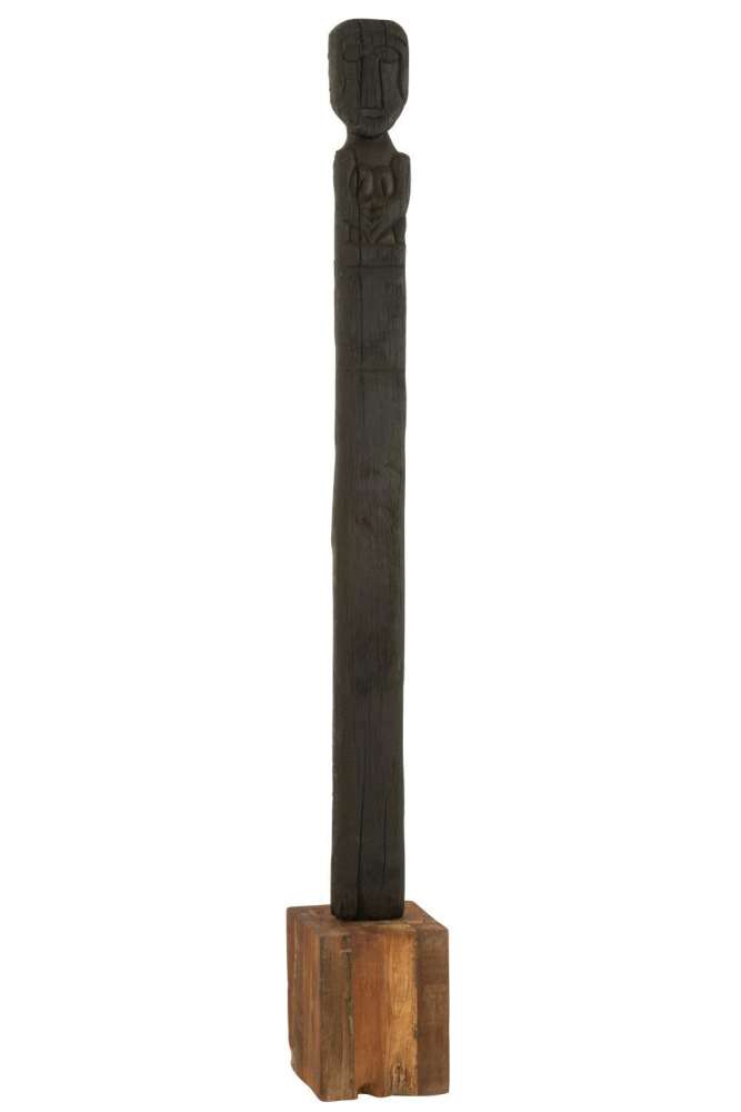 STATUE KURU RECYCLED WOOD BLACK/NATURAL
