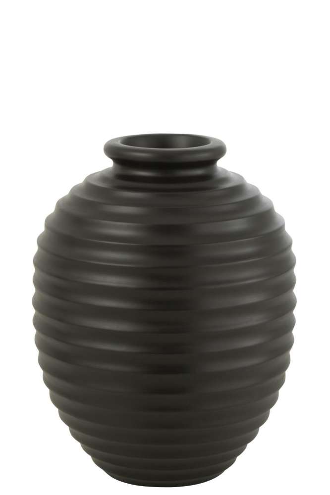 FLOWER POT OVAL TERRACOTTA BLACK LARGE