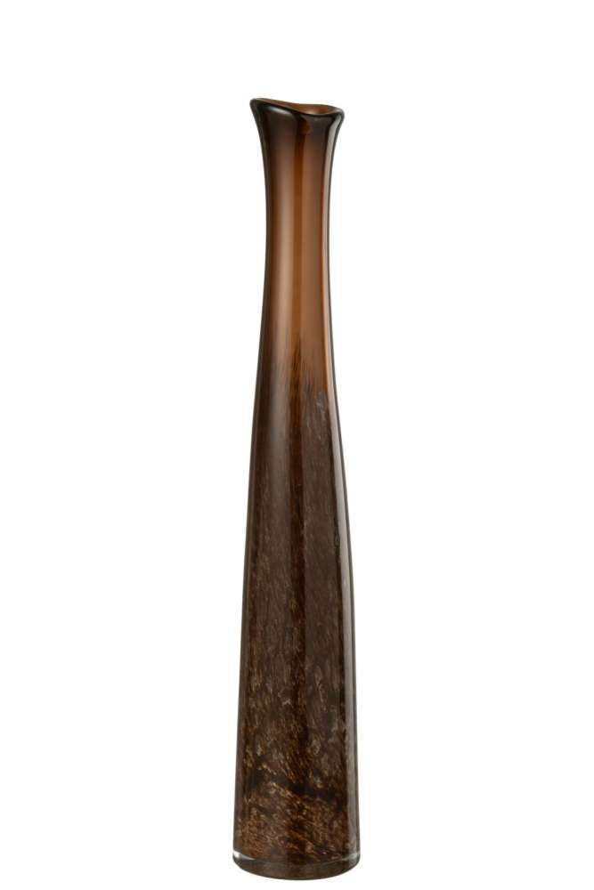 VASE CYLINDER GLASS DARK BROWN SMALL