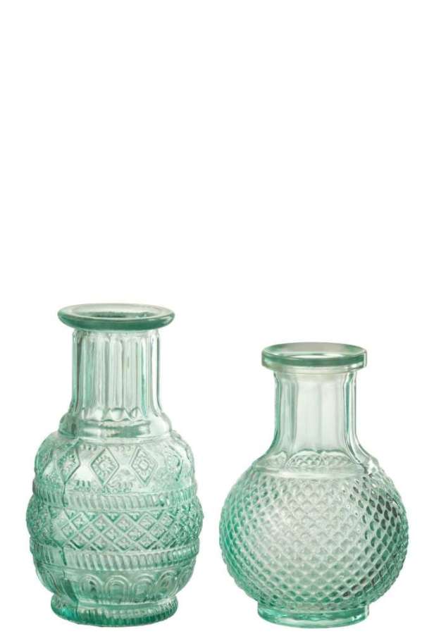 VASE KANO GLASS AQUA ASSORTMENT OF 2