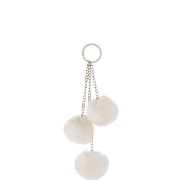 KEYCHAIN 3 BALLS TEXTILE WHITE