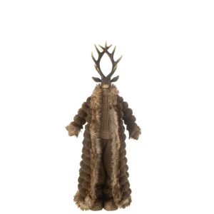 DEER STANDING COAT RESIN/TEXTILE BROWN SMALL