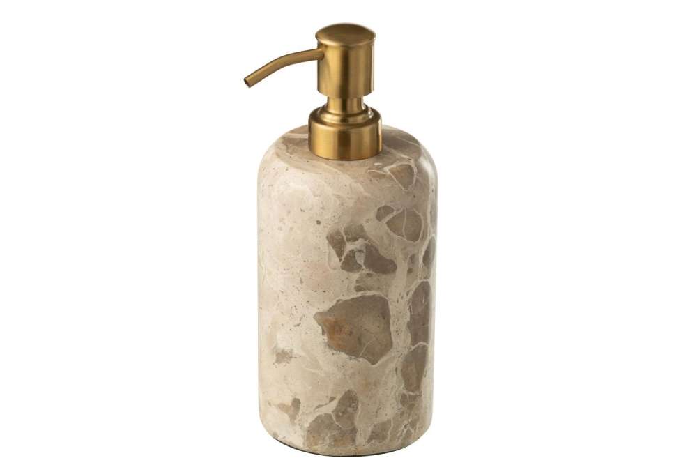 SOAP DISPENSER MARBLE BEIGE/GOLD COLORED