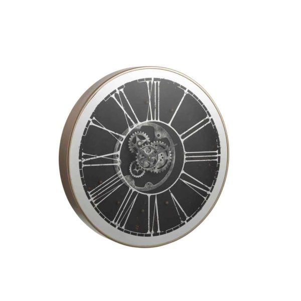 CLOCK ROUND+LED MECHANICS MIRROR SILVER/CHAMPAGNE