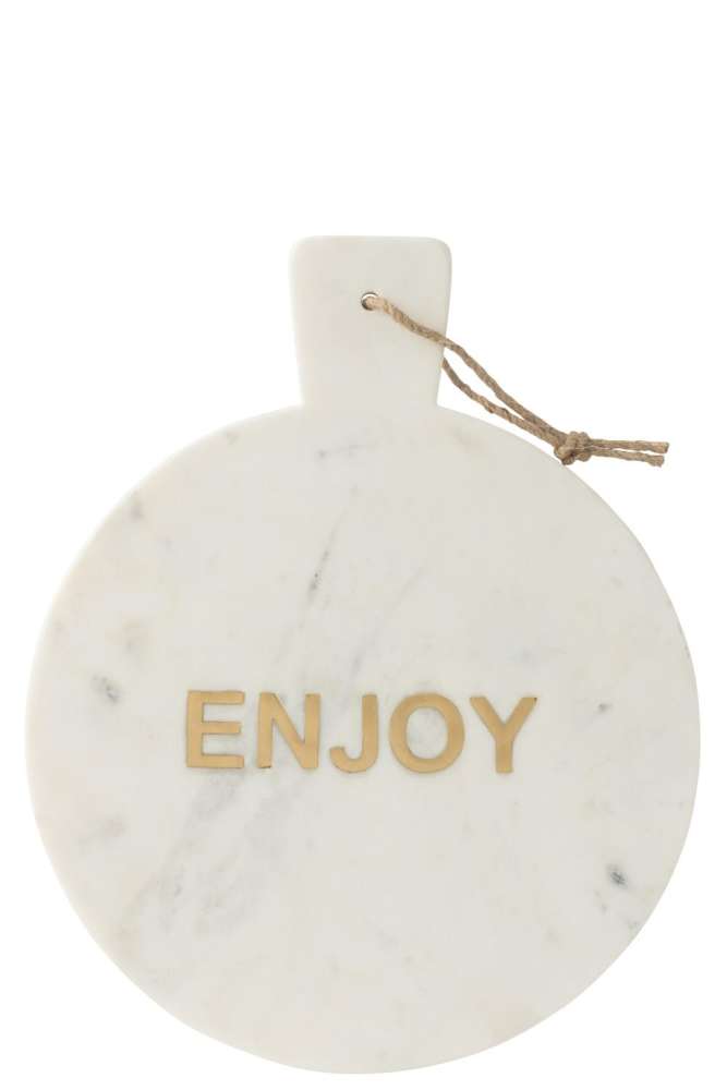 CHEESE BOARD ROUND ENJOY MARBLE WHITE