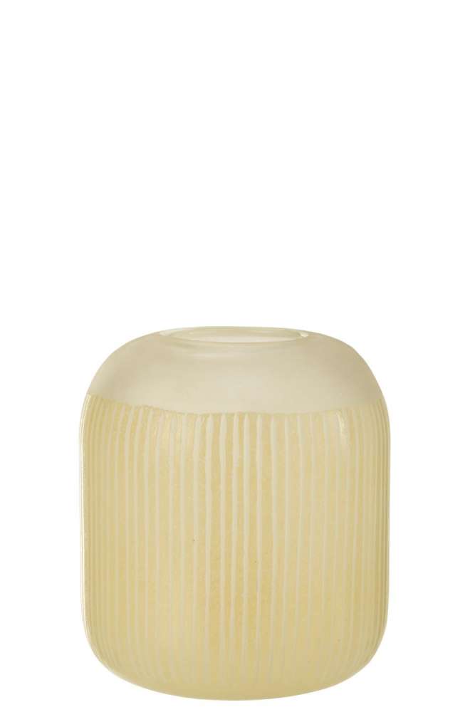 VASE STRIPES GLASS LIGHT YELLOW MEDIUM