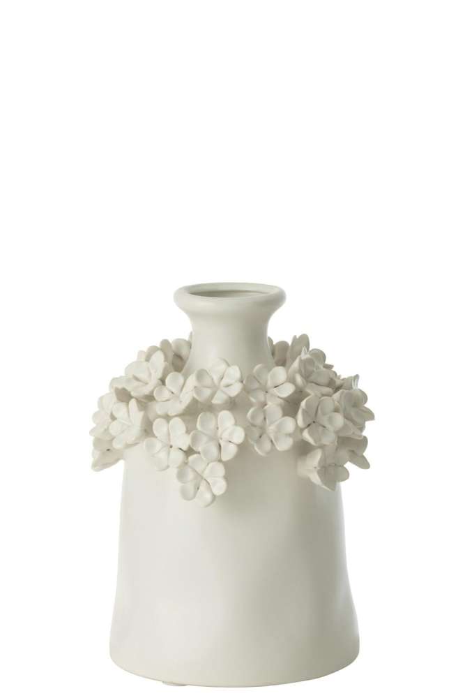 VASE YUCCA FLOWER CERAMIC WHITE SMALL