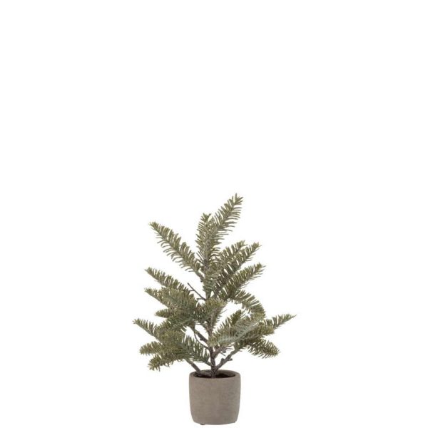 PINEBRANCH IN POT GLITTER PLASTIC GREEN SMALL