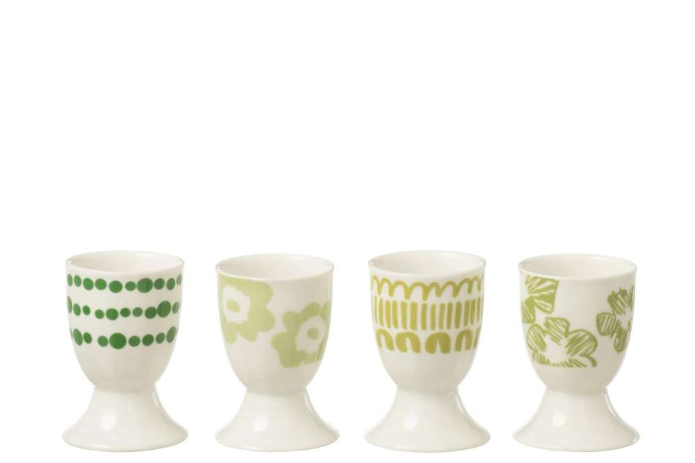SET OF 4 EGG CUPS IN WINDOWBOX CERAMIC GREEN