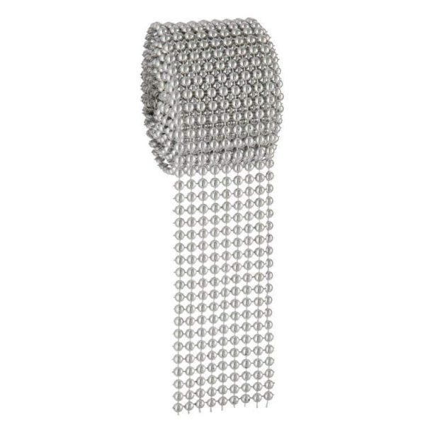 RIBBON STUDS BALL PLASTIC SILVER SMALL 5X180CM