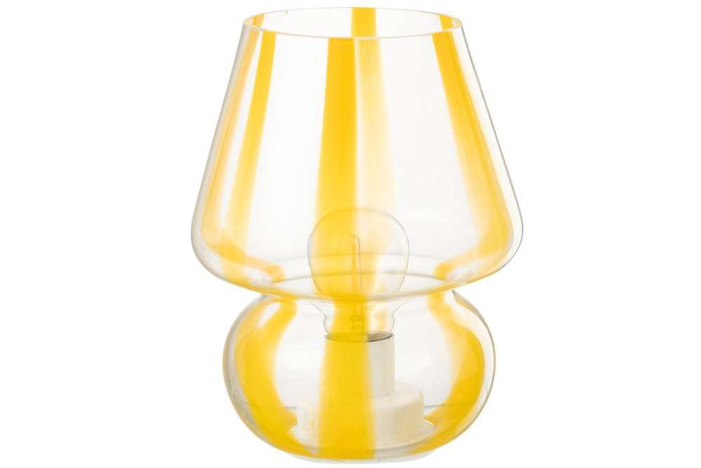 TABLE LAMP STRIPES GLASS TRANSPARENT/YELLOW LARGE