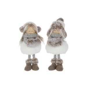 GIRLS STANDING HAT FUR POLYESTER WHITE/BROWN LARGE ASSORTMENT OF 2