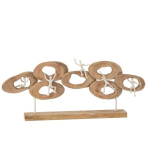 FIGURES 5 IN RING ON STAND MANGO WOOD NATURAL