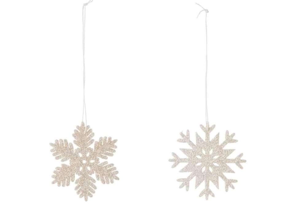 HANGER SNOWFLAKE GLITTER WHITE ASSORTMENT OF 2