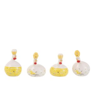 CHICKEN BEE HAPPY/HONEY CERAMIC WHITE/YELLOW SMALL ASSORTMENT OF 4