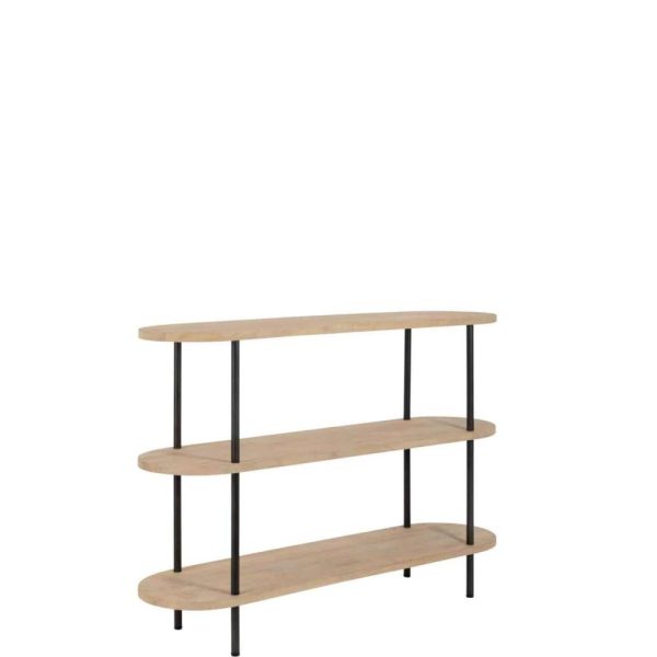 CONSOLE ELI 3SHELVES MANGO WOOD/IRON NATURAL/GREY