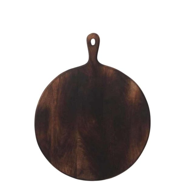 CHOPPING BOARD ROUND WOOD DARK BROWN LARGE