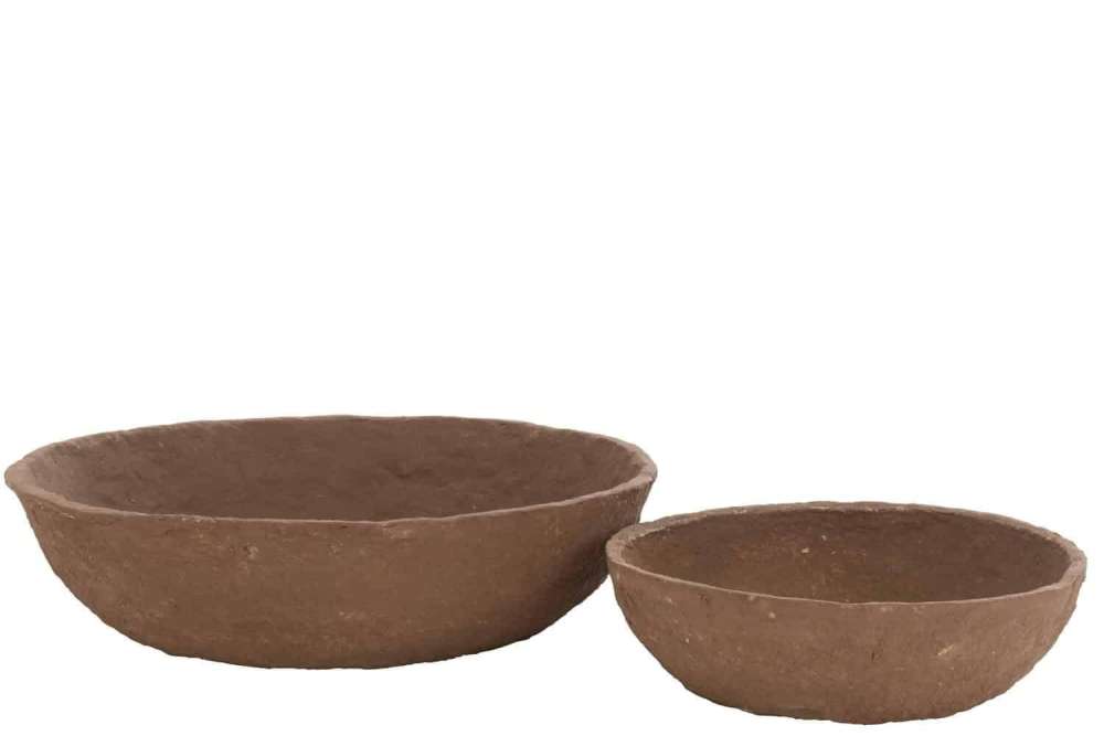 SET 2 BOWL PARAT PAPER MACHE BROWN SMALL