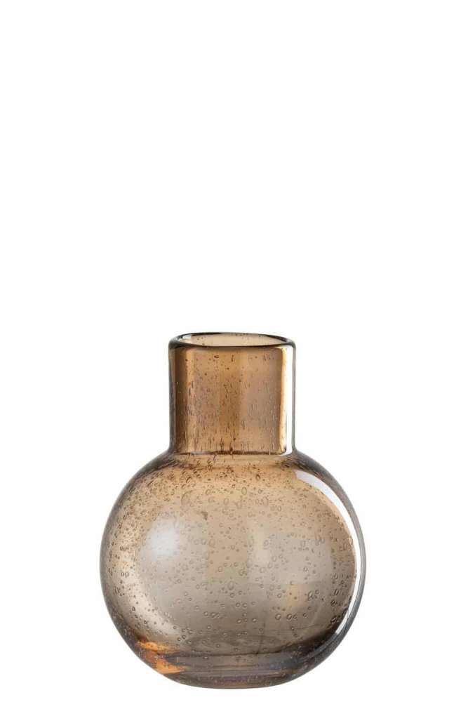 VASE ORB WITH NECK GLASS AMBER SMALL