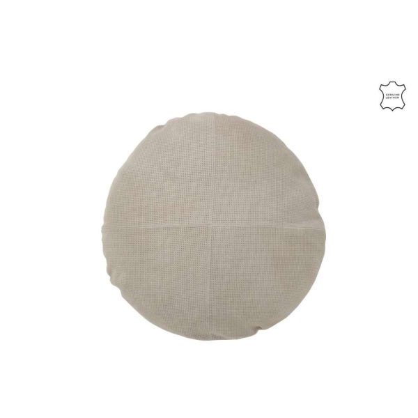 CUSHION ROUND LEATHER GREY