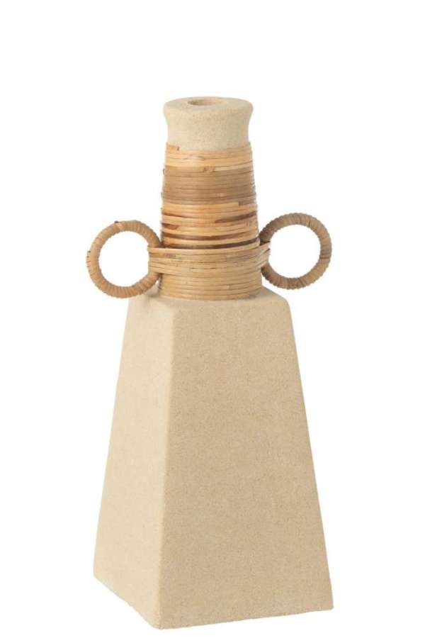 VASE CELINE RINGS ROUND CEMENT SAND NATURAL