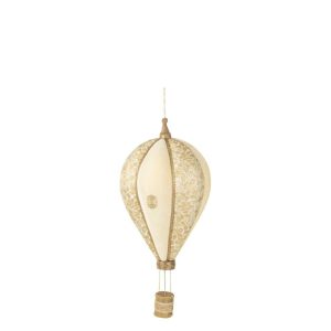 HOT AIR BALLOON HANGING POLYFOAM/TEXTILE WHITE/GOLD MEDIUM