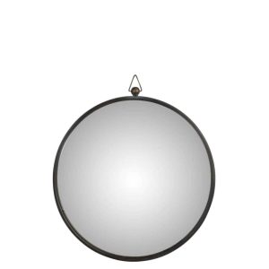 MIRROR CURVED METAL BLACK LARGE