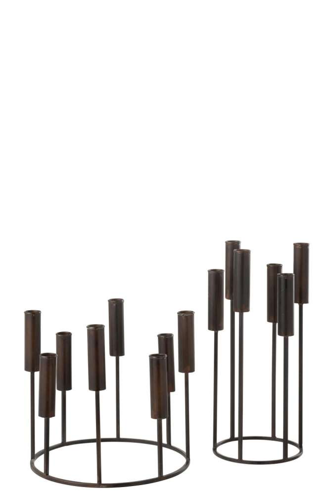 SET OF 2 CANDLEHOLDERS PIERRE IRON BLACK