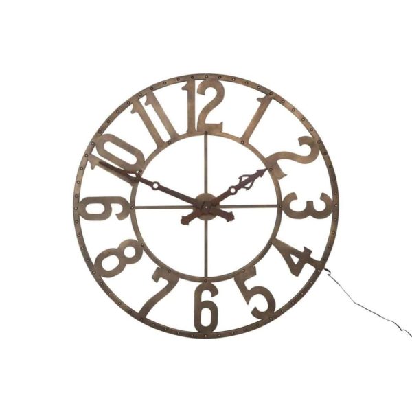 CLOCK ROMAN NUMERALS ROUND WROUGHT IRON BROWN SMALL