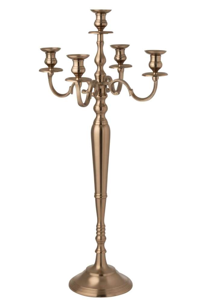 CANDLE HOLDER ALUMINIUM ROSE GOLD COLORED LARGE