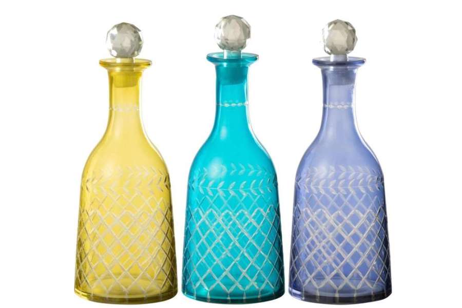 DECORATIVE BOTTLES TARIFA GLASS MIX LARGE ASSORTMENT OF 3
