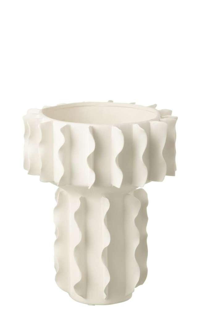 VASE HELIX ROUND CERAMIC WHITE LARGE